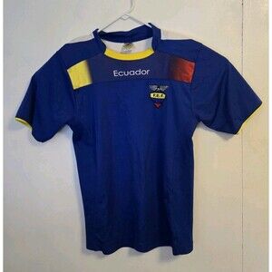 Ecuador Mens Small FEF Football Embroidered Jersey Shirt Blue Soccer